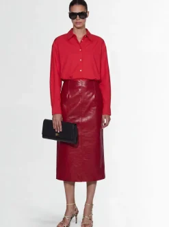 A-line leather skirt