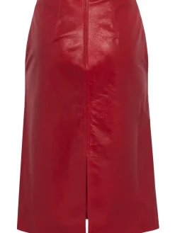 A-line leather skirt