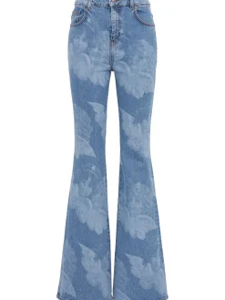 Angel print flared skinny jeans