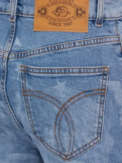 Angel print flared skinny jeans