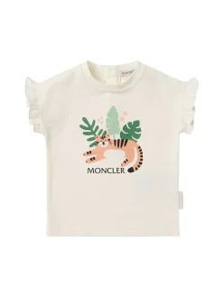 Animal motif ruffled cotton t-shirt