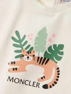 Animal motif ruffled cotton t-shirt