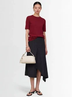Asymmetrical wool skirt