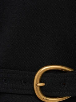 Blazer cropped in lana grain de poudre