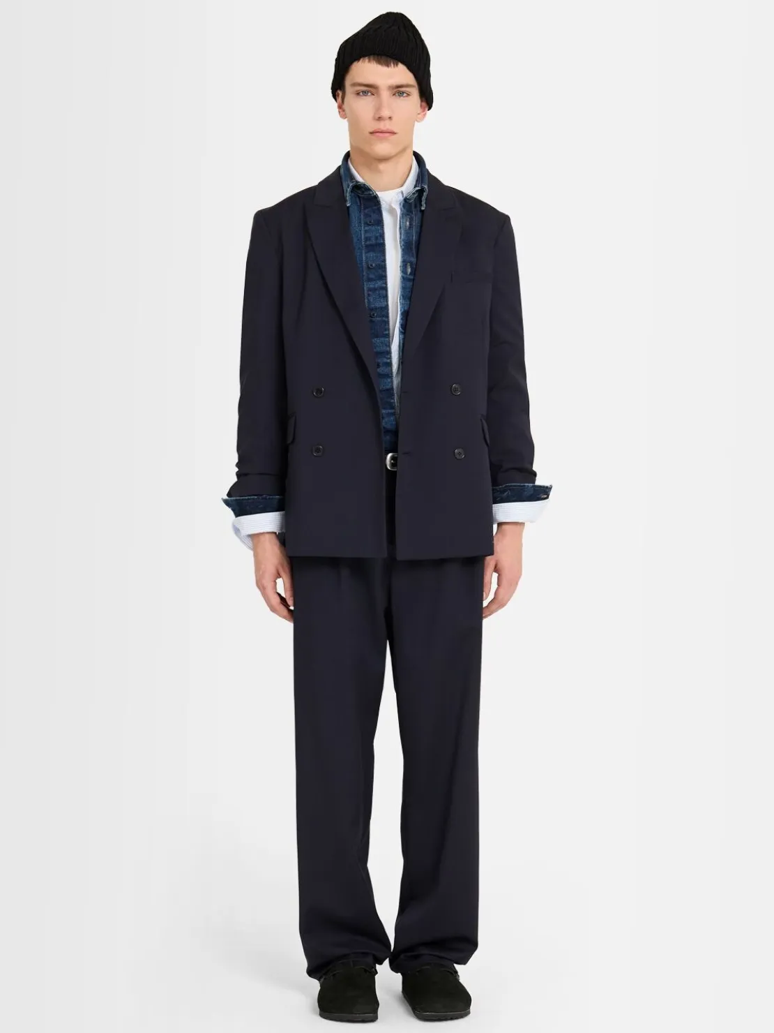 Blazer doppiopetto in twill di lana