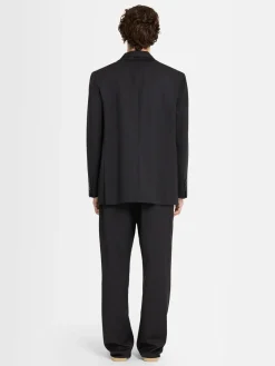 Blazer monopetto in twill di lana