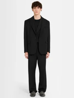 Blazer monopetto in twill di lana