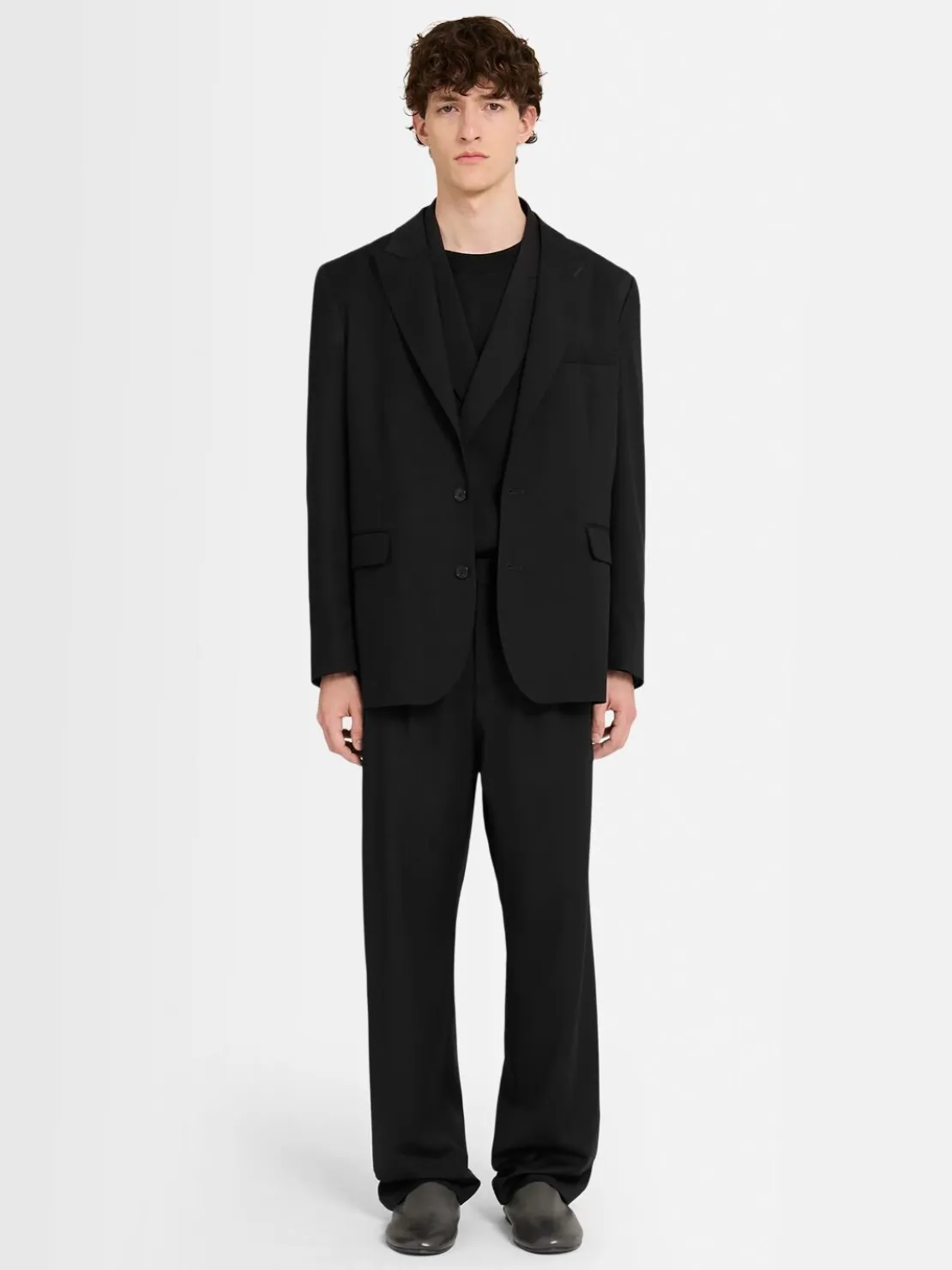 Blazer monopetto in twill di lana