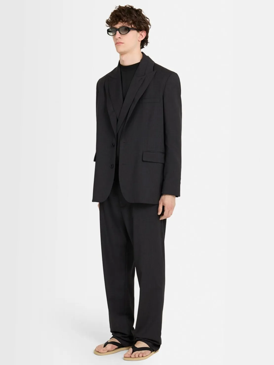 Blazer monopetto in twill di lana