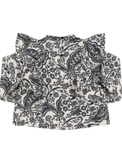 Blusa in cotone stampato / ricami