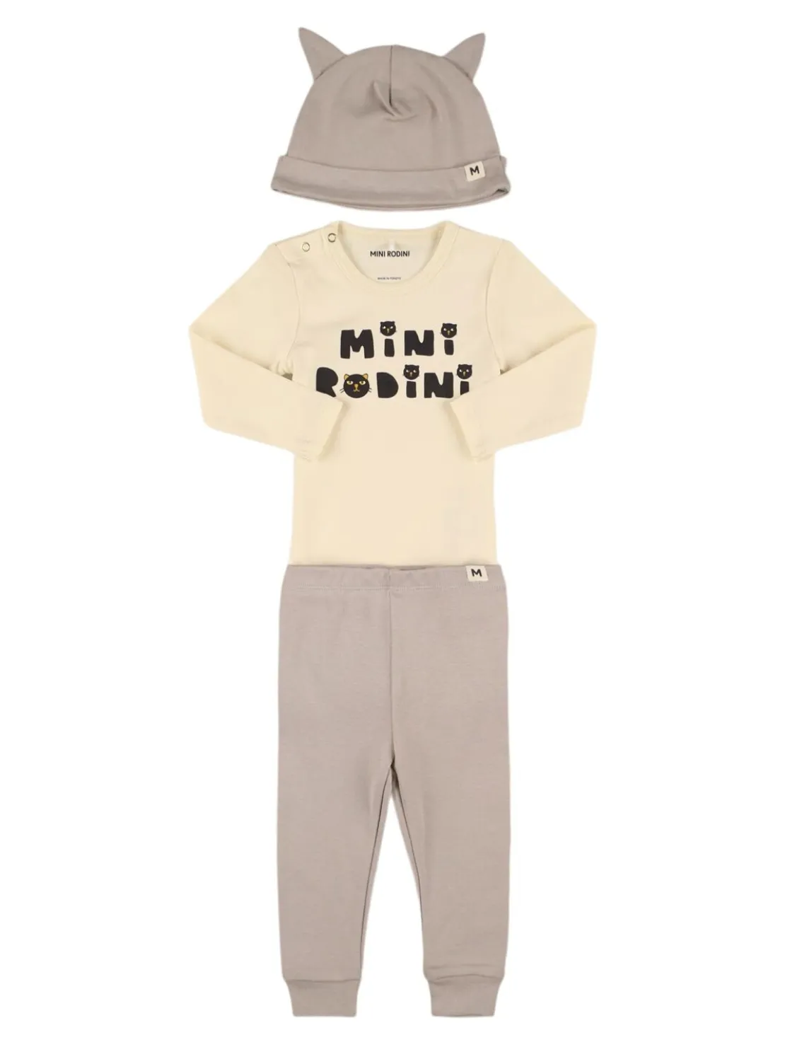 Body, pantaloni e cappello in cotone organico