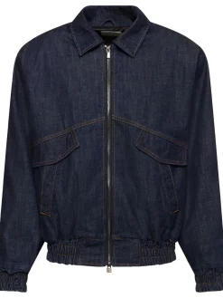 Bomber in denim con zip
