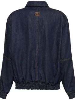 Bomber in denim con zip