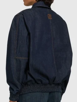 Bomber in denim con zip