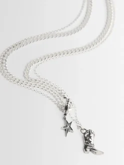 Boot double chain silver necklace