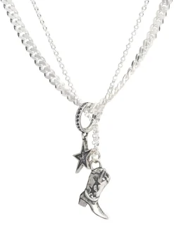 Boot double chain silver necklace