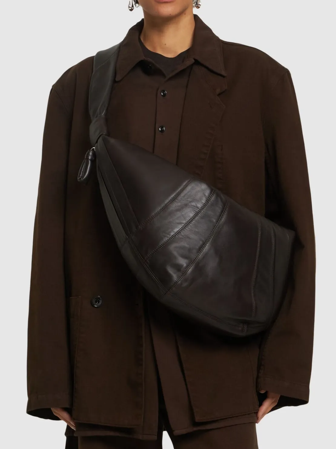 Borsa grande Croissant in nappa