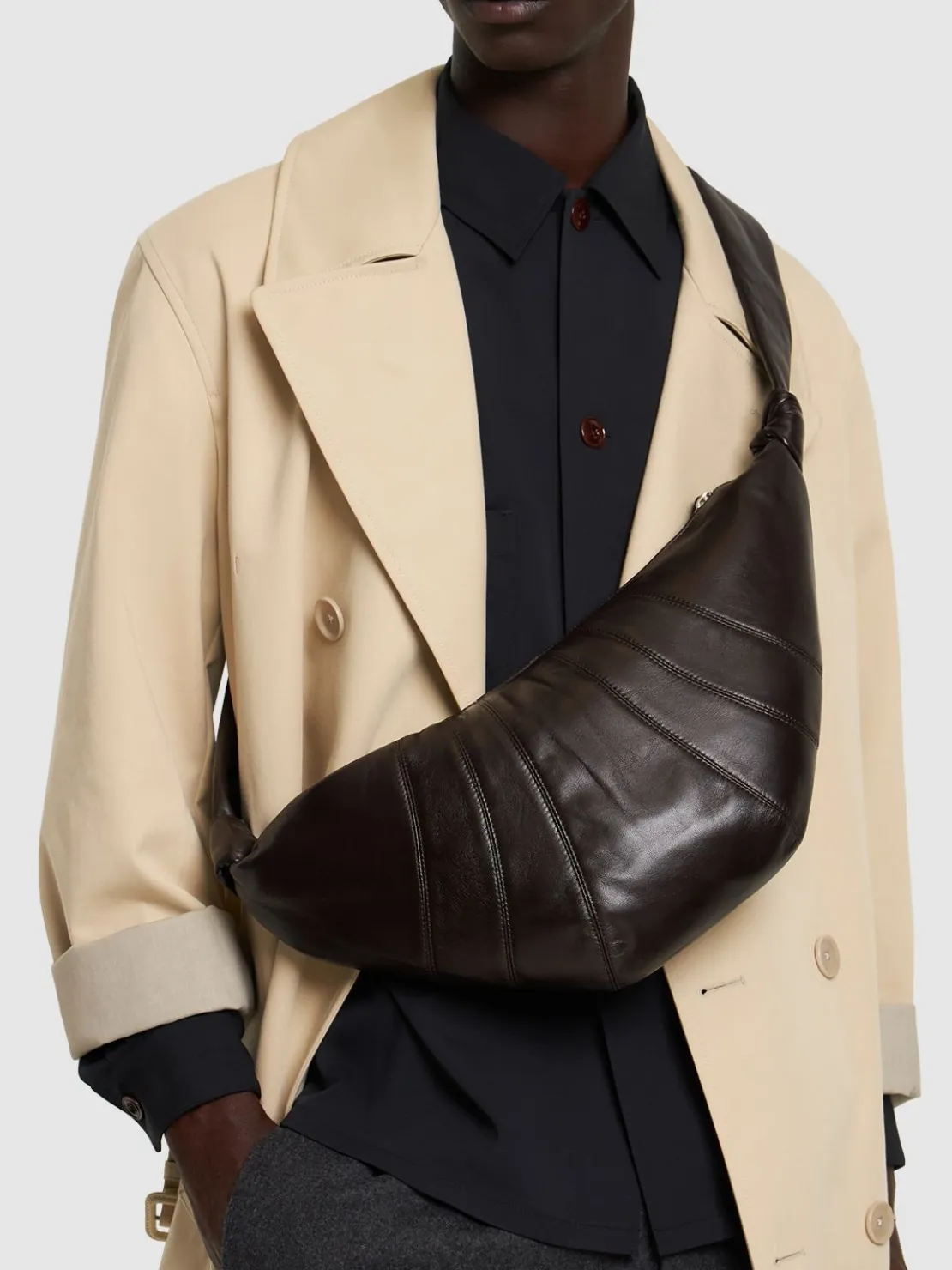 Borsa media Croissant in nappa