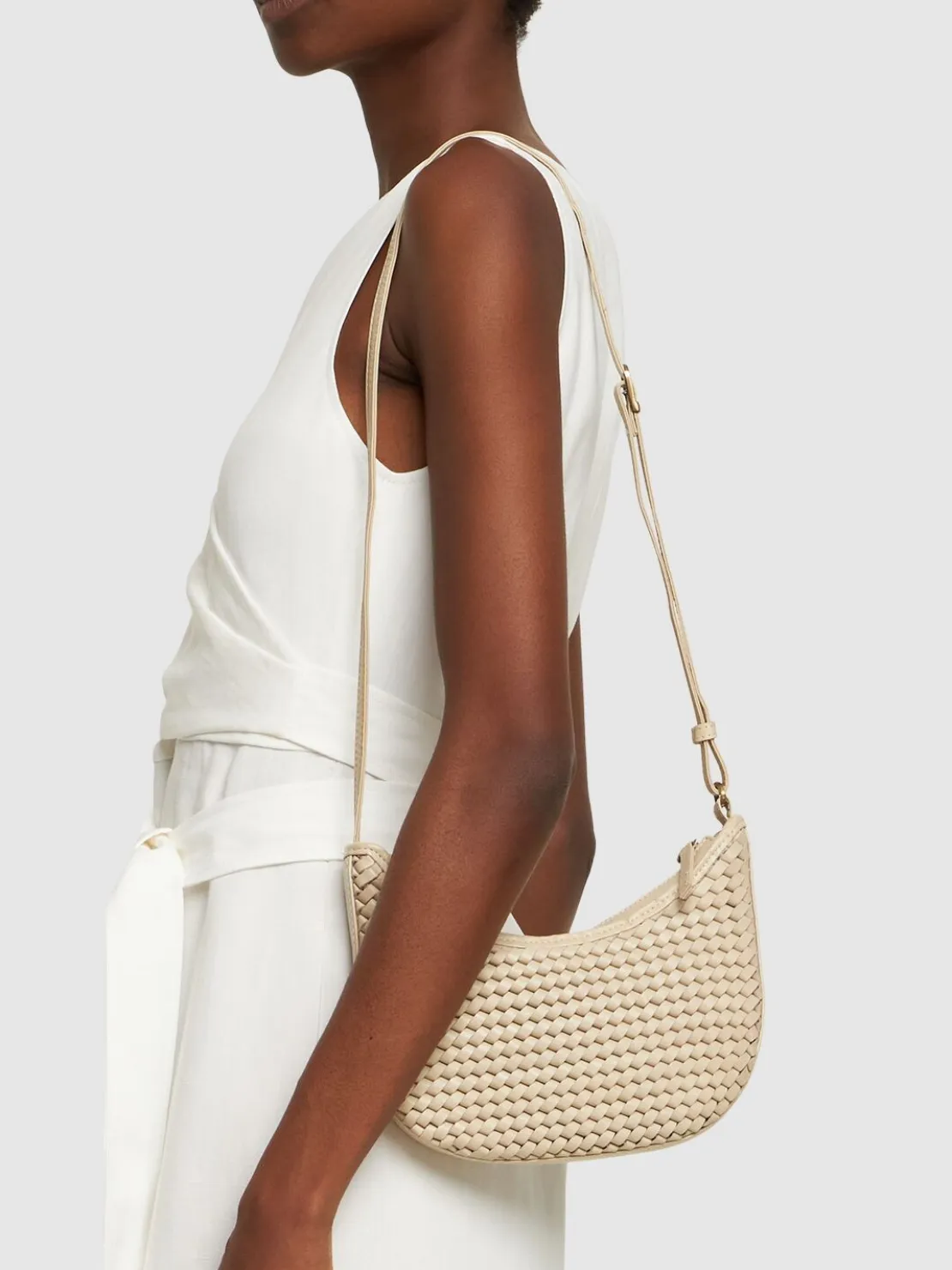Borsa mini Sling in pelle intrecciata