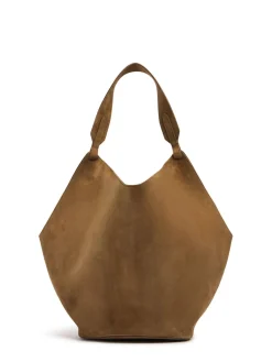 Borsa shopping media Lotus in camoscio