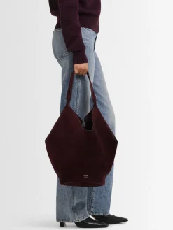 Borsa shopping media Lotus in camoscio