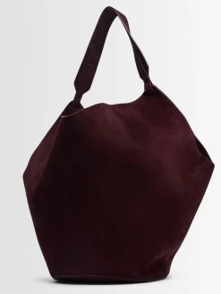 Borsa shopping media Lotus in camoscio