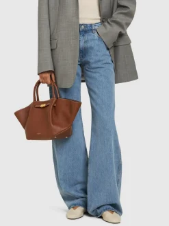 Borsa shopping midi New York in pelle martellata
