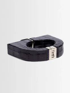 Bracciale in pelle verniciata stampa coccodrillo