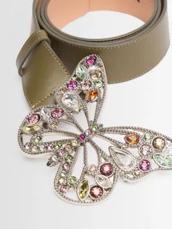 Butterfly buckle leather belt