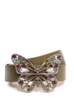 Butterfly buckle leather belt