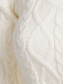 Cable knit nylon blend cardigan