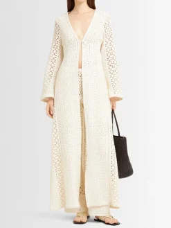 Caftano lungo crochet Nerea con perla