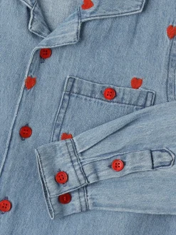 Camicia in denim di cotone / ricami