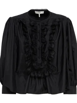 Camicia in misto seta con ruches