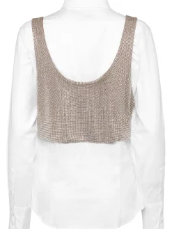 Camicia in popeline di cotone con cristalli