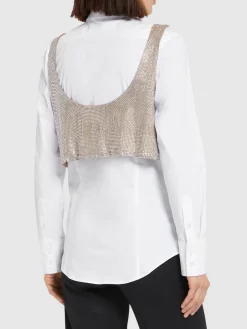 Camicia in popeline di cotone con cristalli