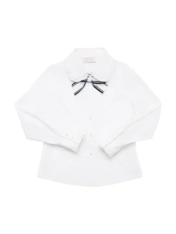 Camicia in popeline di misto cotone con fiocco