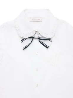 Camicia in popeline di misto cotone con fiocco