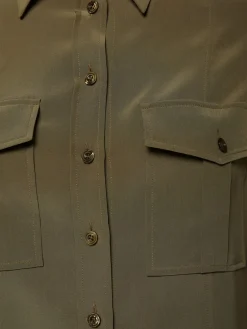 Camicia military in seta crepe de chine