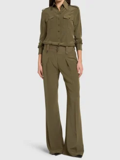 Camicia military in seta crepe de chine