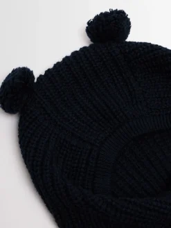 Cappello in maglia di misto lana con pompom