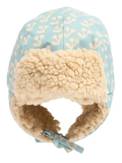 Cappello in nylon e teddy con stampa