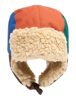 Cappello in teddy e nylon color block