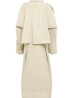 Cappotto lungo in misto cotone con cintura