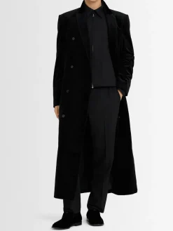 Cappotto lungo in velluto di cotone con cintura