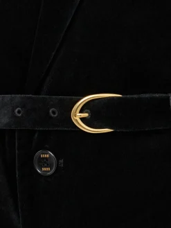 Cappotto lungo in velluto di cotone con cintura