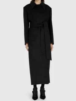 Cappotto lungo Lea in lana con cintura
