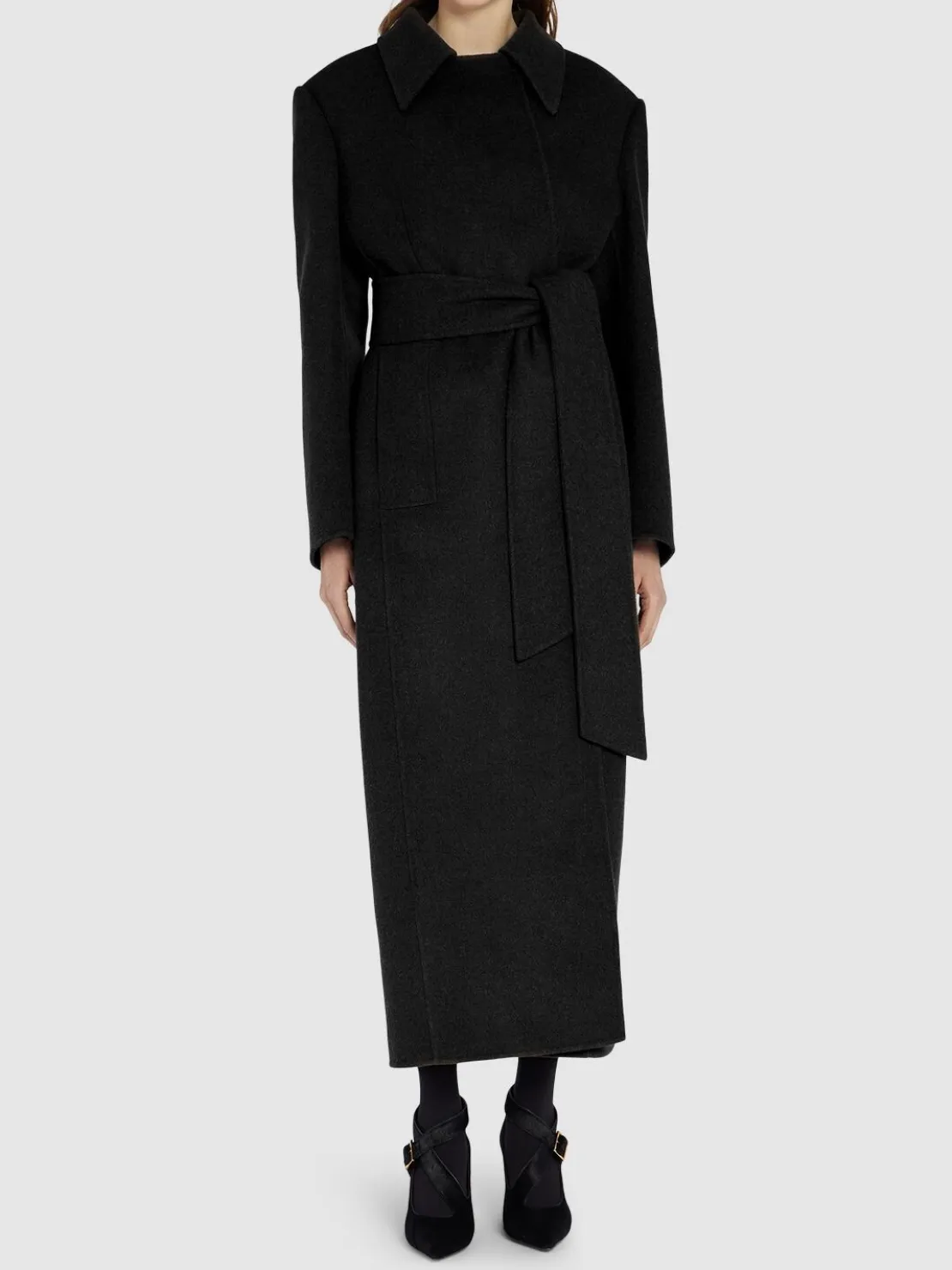 Cappotto lungo Lea in lana con cintura