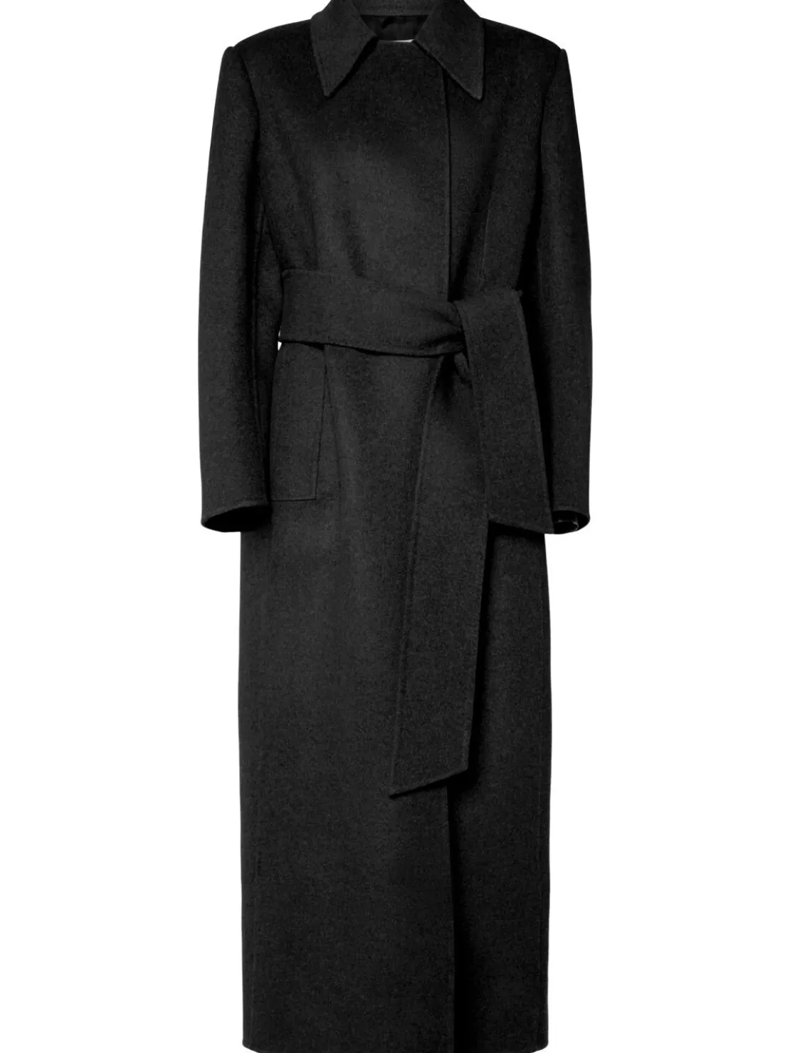 Cappotto lungo Lea in lana con cintura