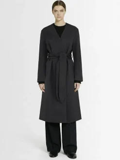 Cappotto lungo Veronique in misto lana / cintura